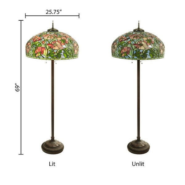 Adele River of Goods -Style Poppies Stained Glass 69-Inch Floor Lamp - 25.75