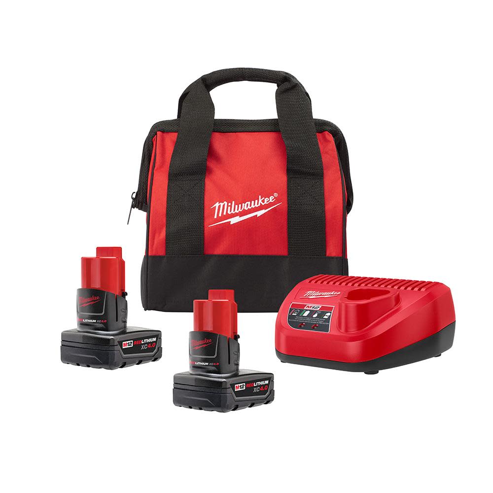 Milwaukee M12 REDLITHIUM XC4.0 Starter Kit 2pk 48-59-2442SPC from Milwaukee