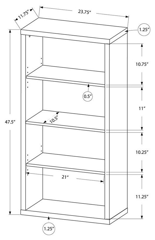 Bookshelf  Bookcase  Etagere  5 Tier  48 quotH  Office  Bedroom  Laminate   Rustic   Bookcases   by Homesquare  Houzz