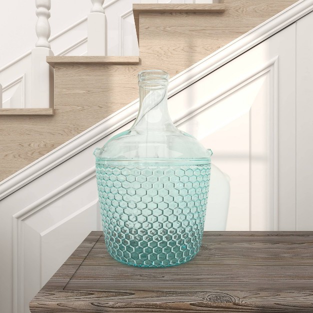 17 x27 x27 X 10 x27 x27 Recycled Glass Vase With Bubble Texture Blue Olivia amp May