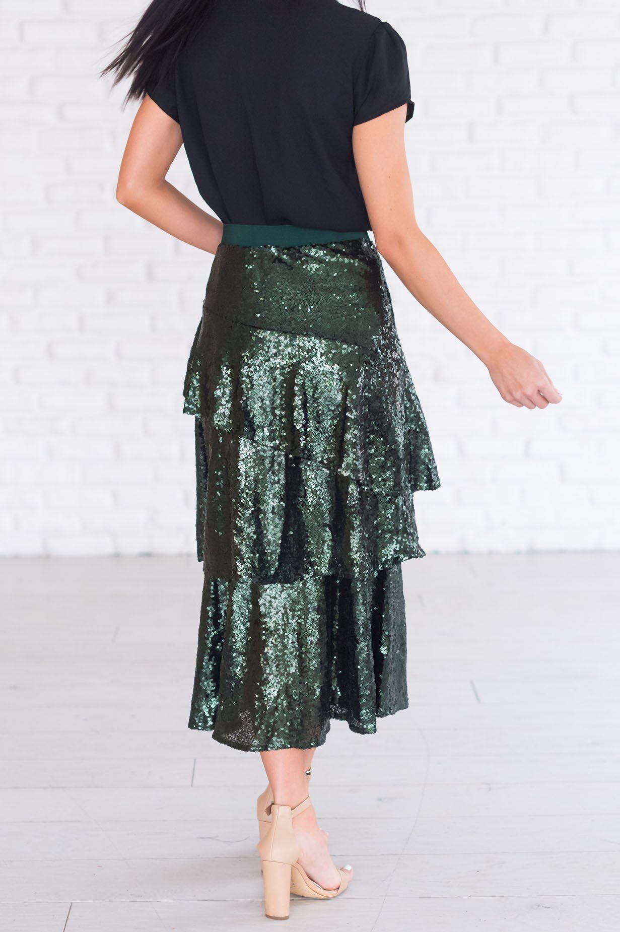 Caught My Eye Modest Sequin Skirt