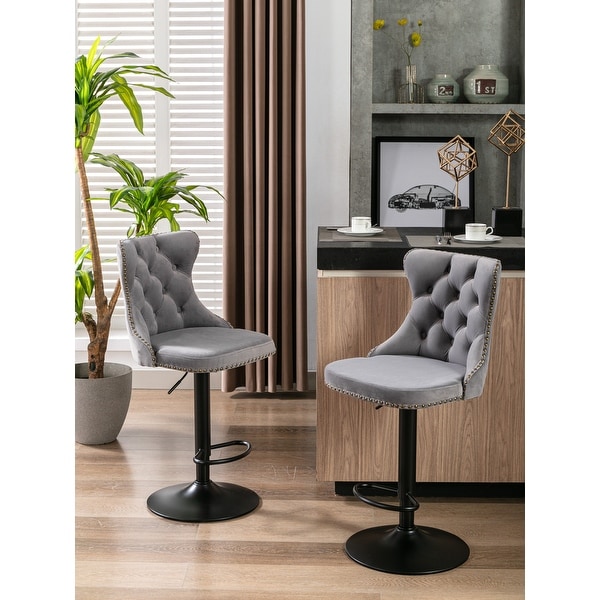 Swivel Velvet Barstools Set of 2