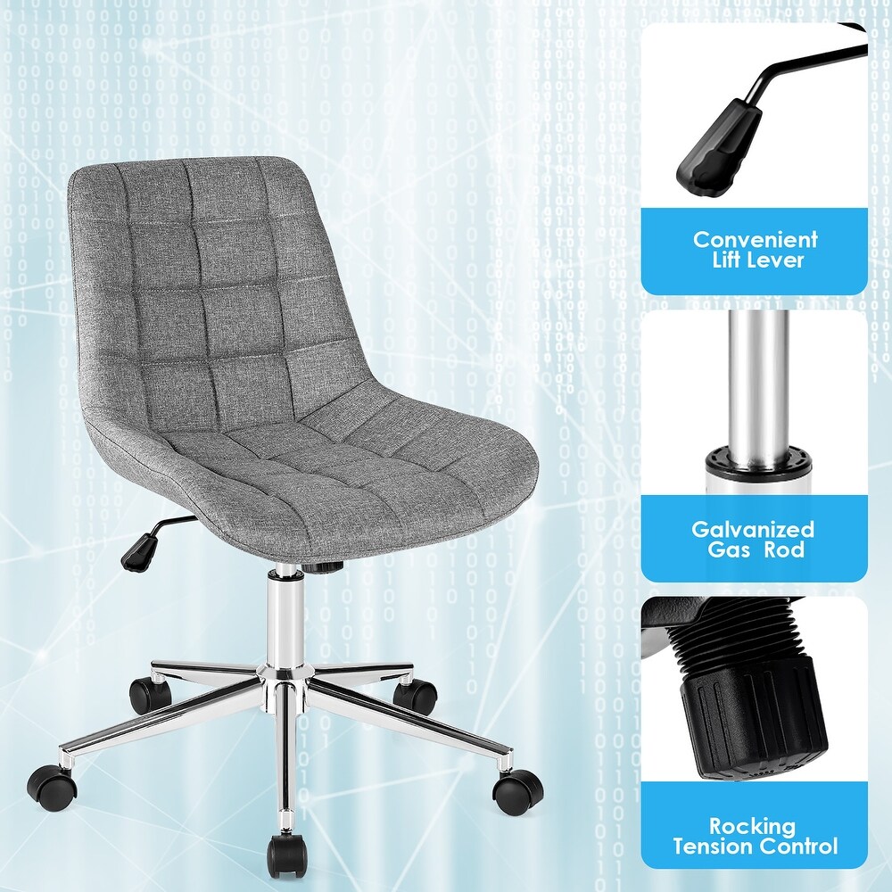 Costway Mid Back Armless Office Chair Adjustable Swivel Fabric Task