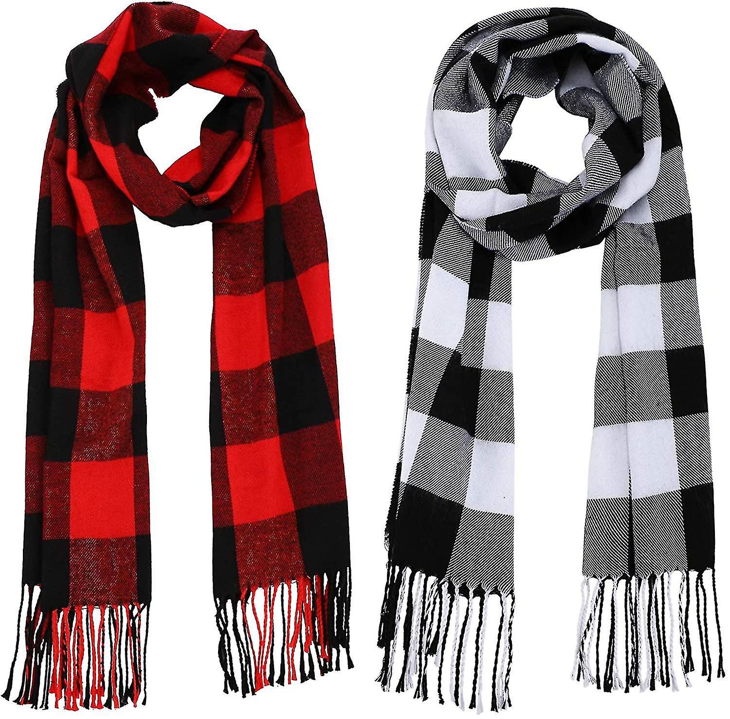 2 Pieces Warm Tartan Plaid Checked Women Winter Scarf And Wraps Unisex