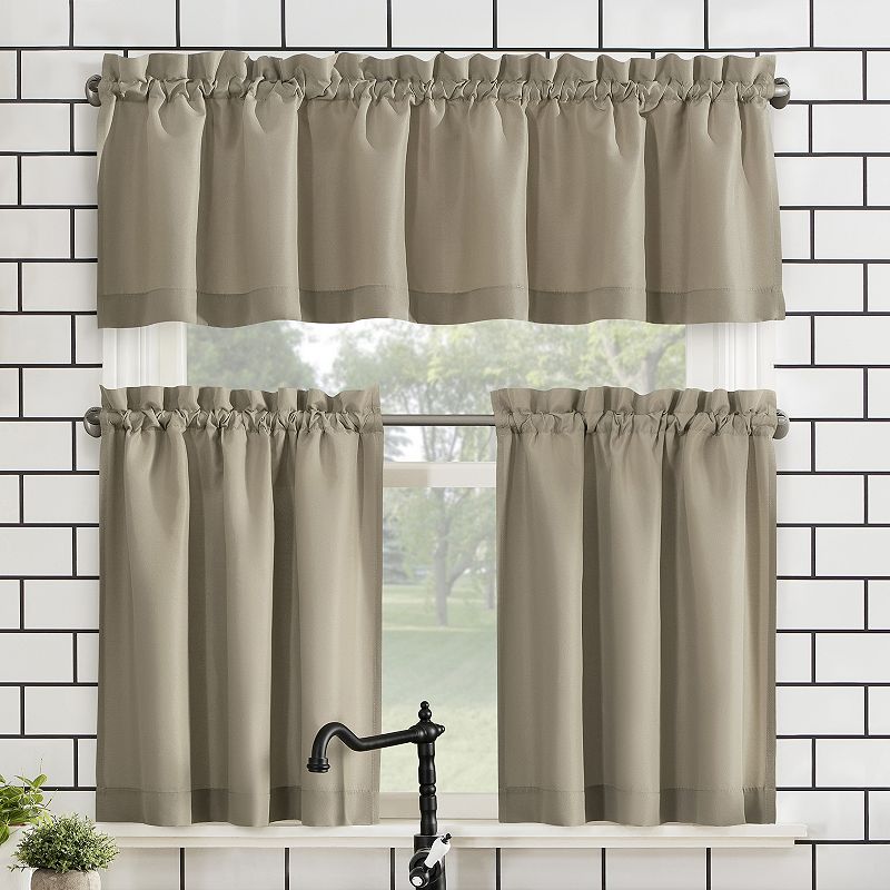 No. 918 Martine Microfiber Semi-Sheer Kitchen Curtain Valance and Tiers Set