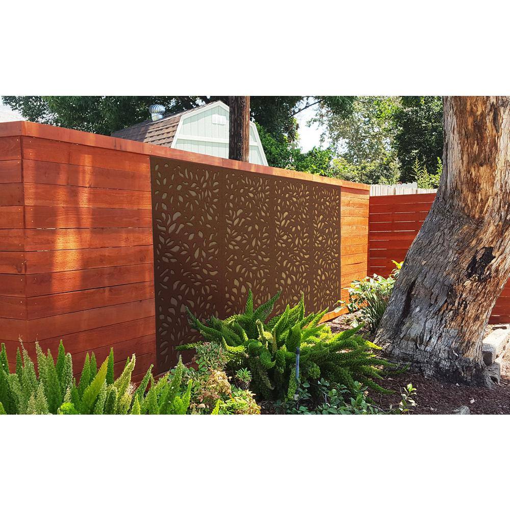 Modinex 6 ft. x 3 ft. Espresso Brown Decorative Composite Fence Panel in the Botanical Design USAMOD4E