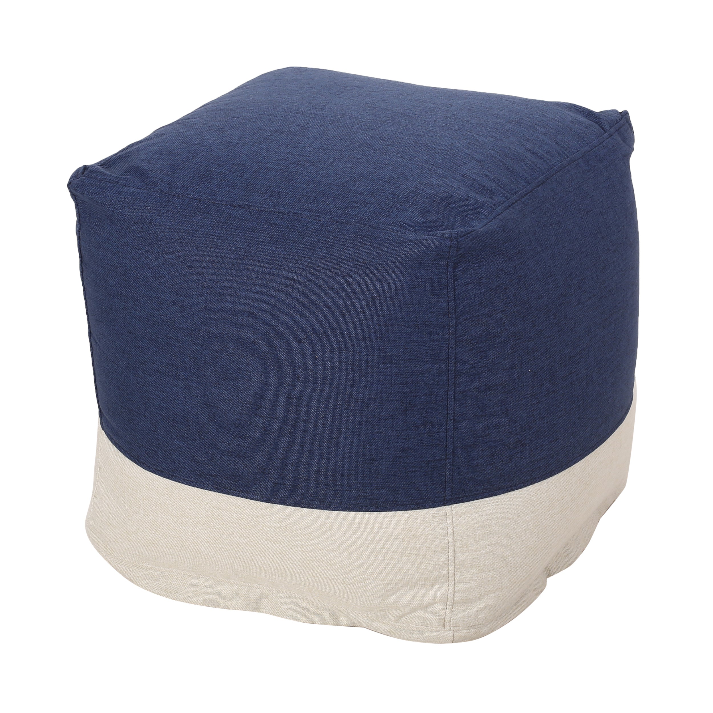 Punjab Tattnall Contemporary Two Tone Fabric Cube Pouf