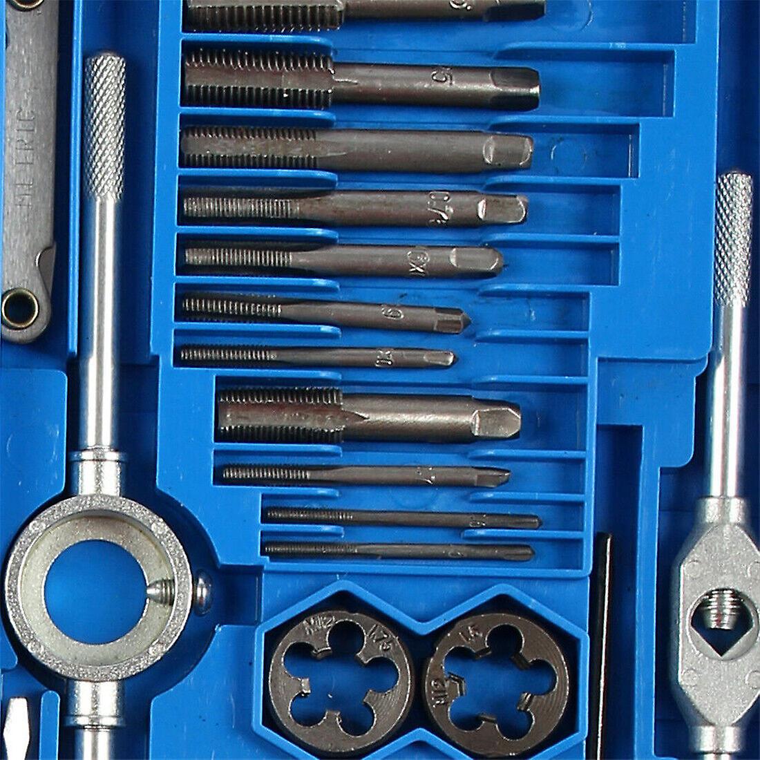 40pc Metric Wrench Tap And Die Set Cuts M3-m12 Bolts Engineers Kit With Hardbox W12607447