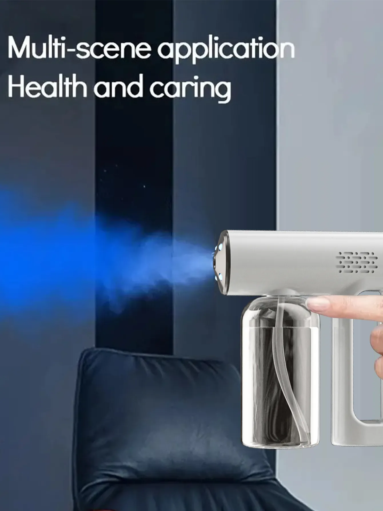 Electric Nano Sanitizer Gun   Wireless Fogging Disinfection Sprayer with Blue Light Steam Atomization