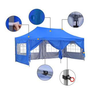 OVASTLKUY 10 ft. x 20 ft. Blue Pop up Canopy Tent MAOV-ODF014BL