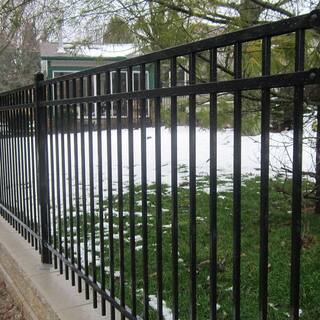 FORTRESS Versai 4 ft. H x 7.5 ft. W Gloss Black Steel Flat Top Design Fence Panel 713469041