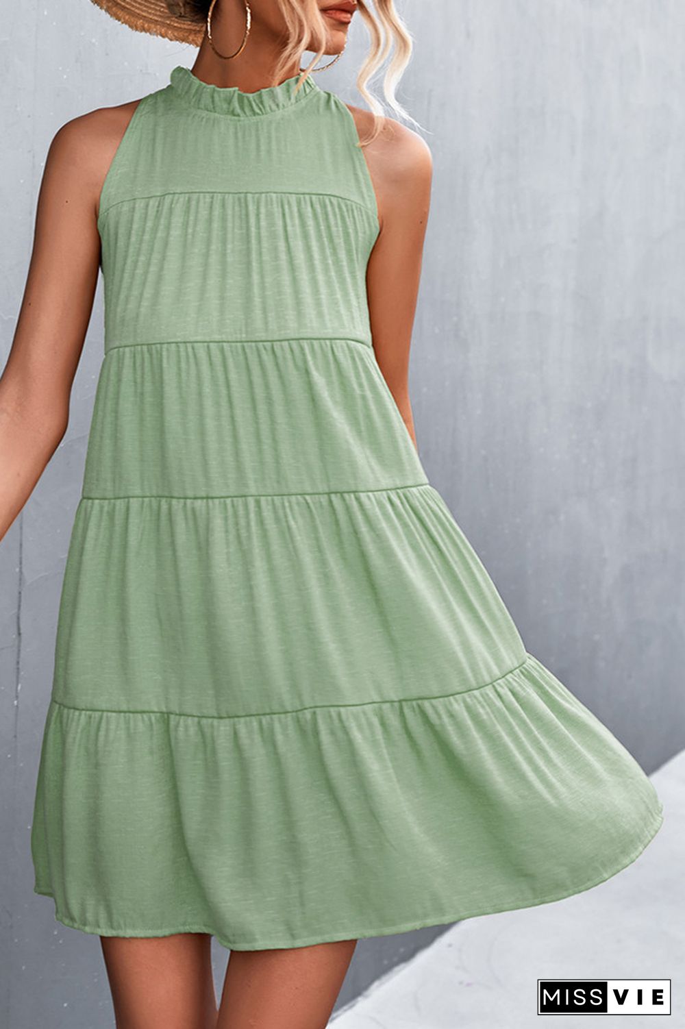 Solid Color Halter A-line Dress Wholesale