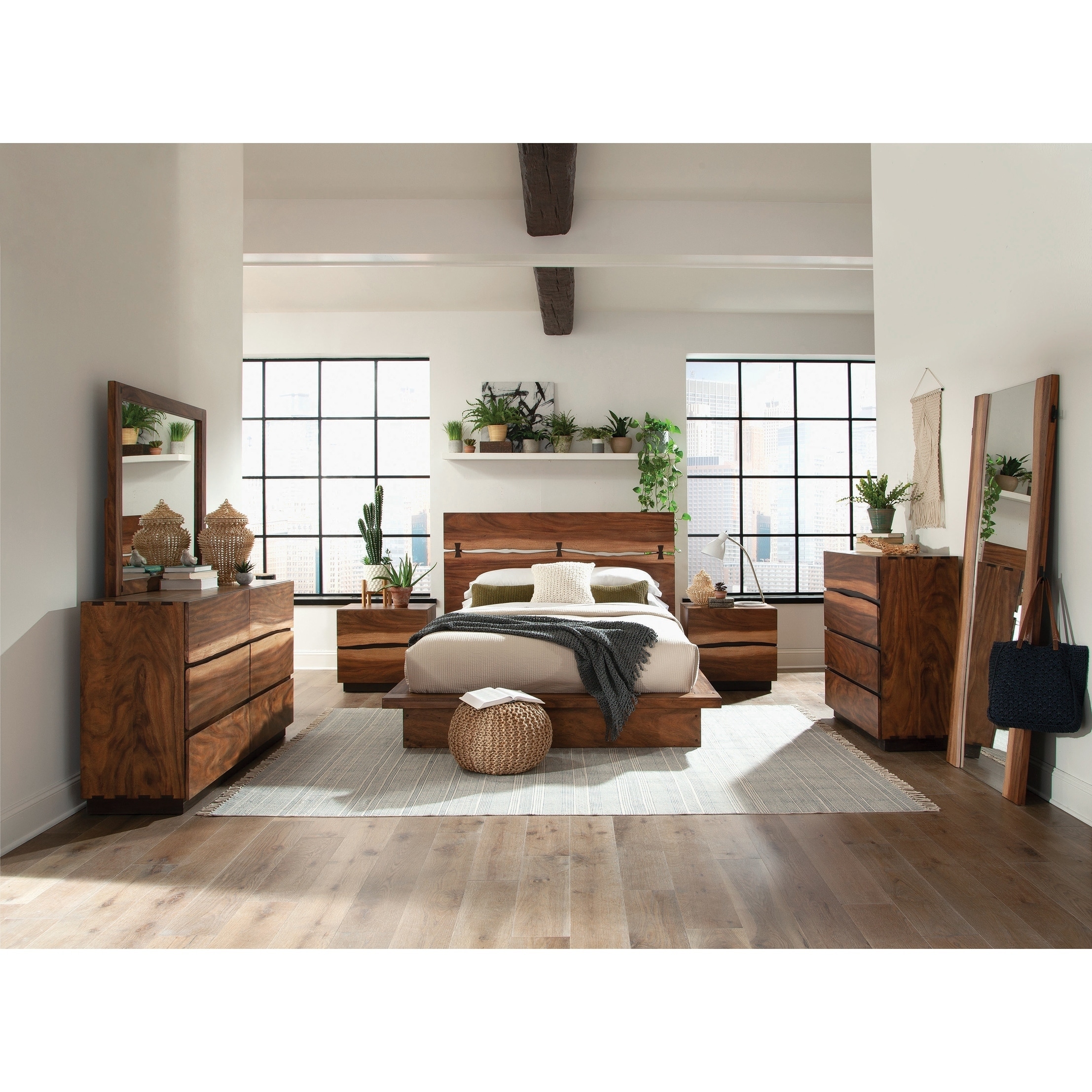 Capistrano Smokey Walnut 6-piece Platform Bedroom Set - - 30781098