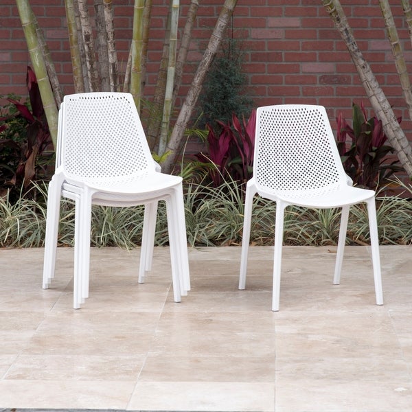 White 9-piece Rectangular Side Chair Patio Dining Set -  - 20731865