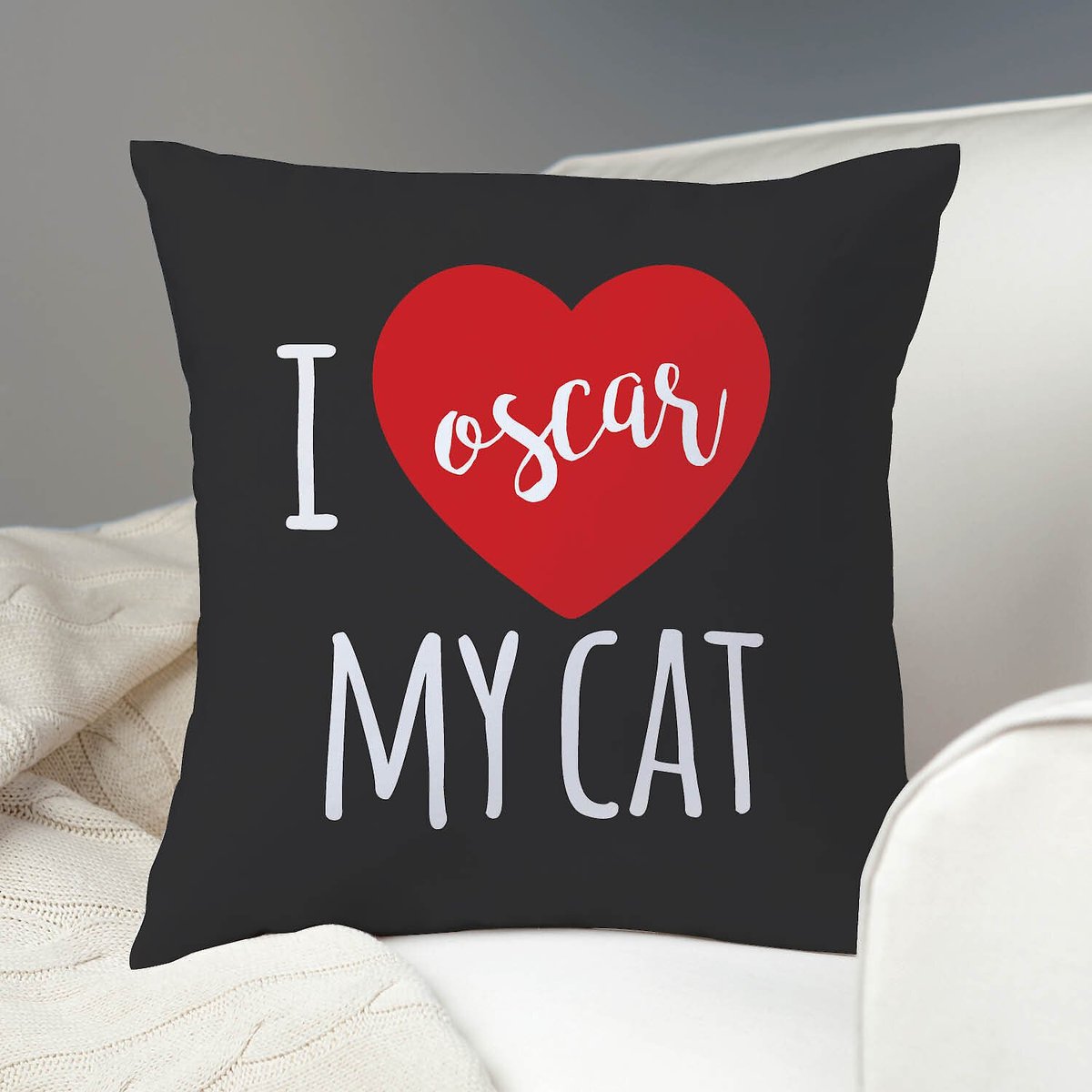 Custom Personalization Solutions I Love My Cat Personalized Throw Pillow