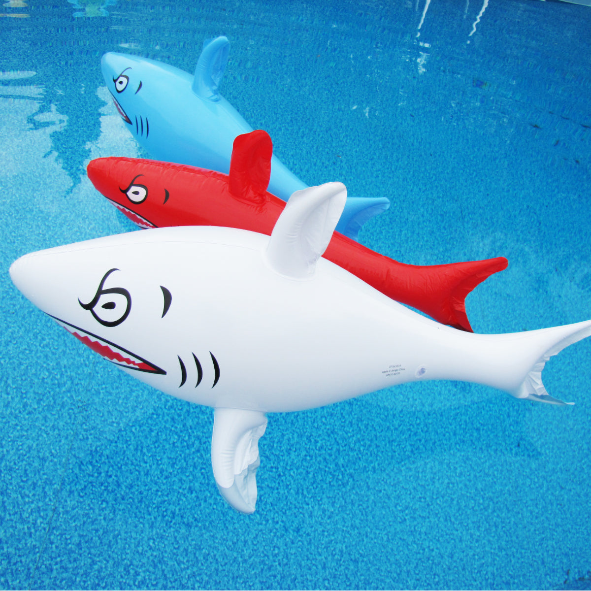 3pc 45" Inflatable Shark Swimming Pool Float Set Blow Up Water Toy Party Decor Floaties