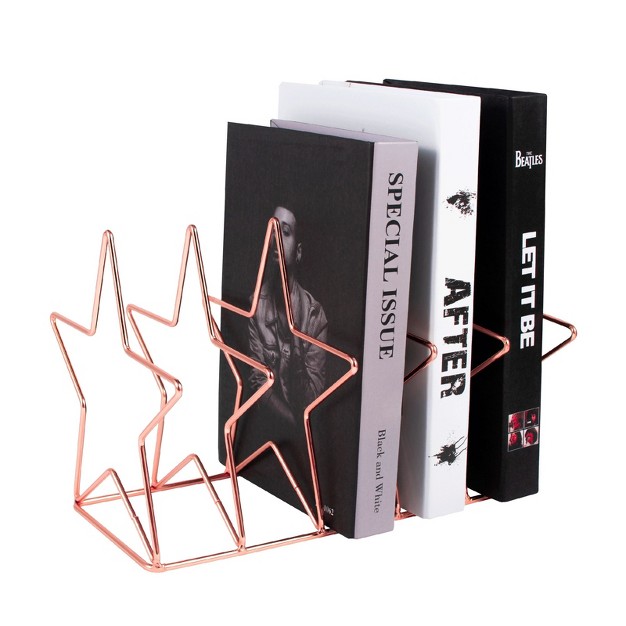 Zodaca Rose Gold Magazine Holder 5 Slots File Sorter Desk Organizer Star 10 3x6 9x7 1