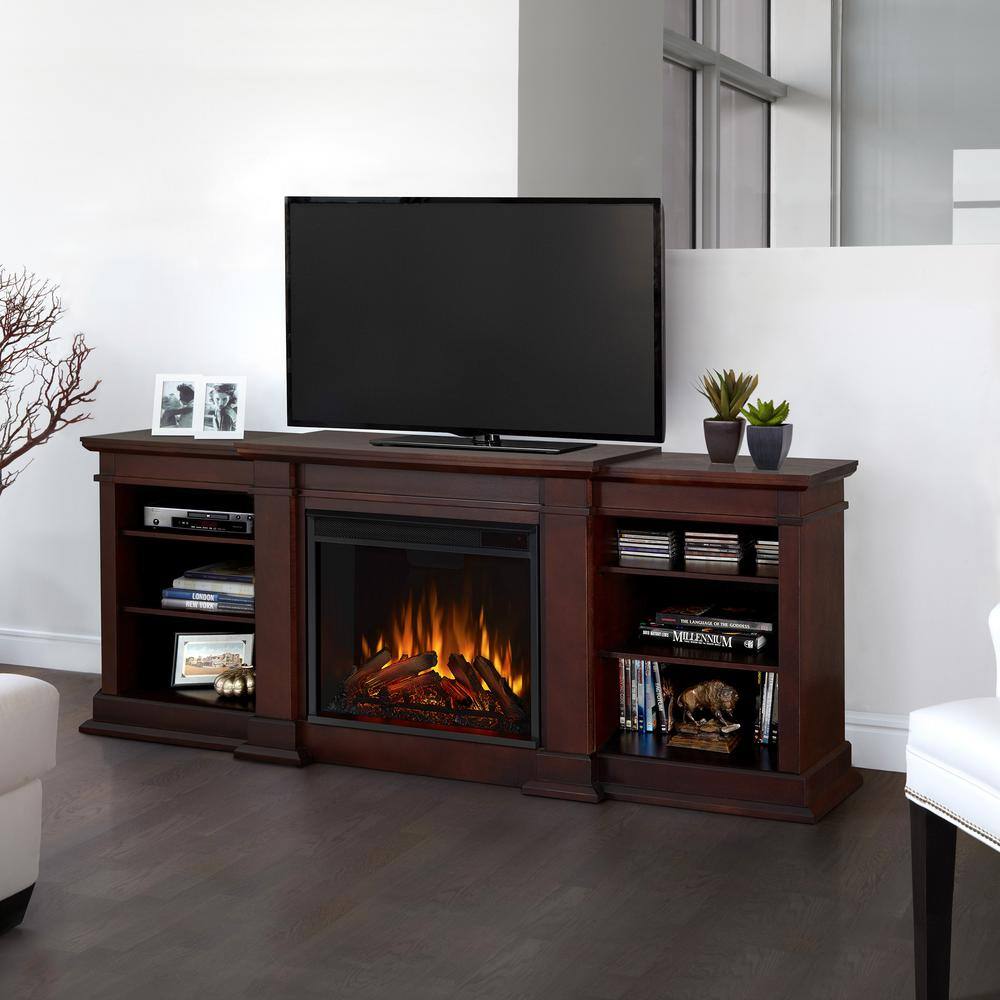 Real Flame Fresno 72 in. Media Console Electric Fireplace in Dark Walnut G1200E-DW