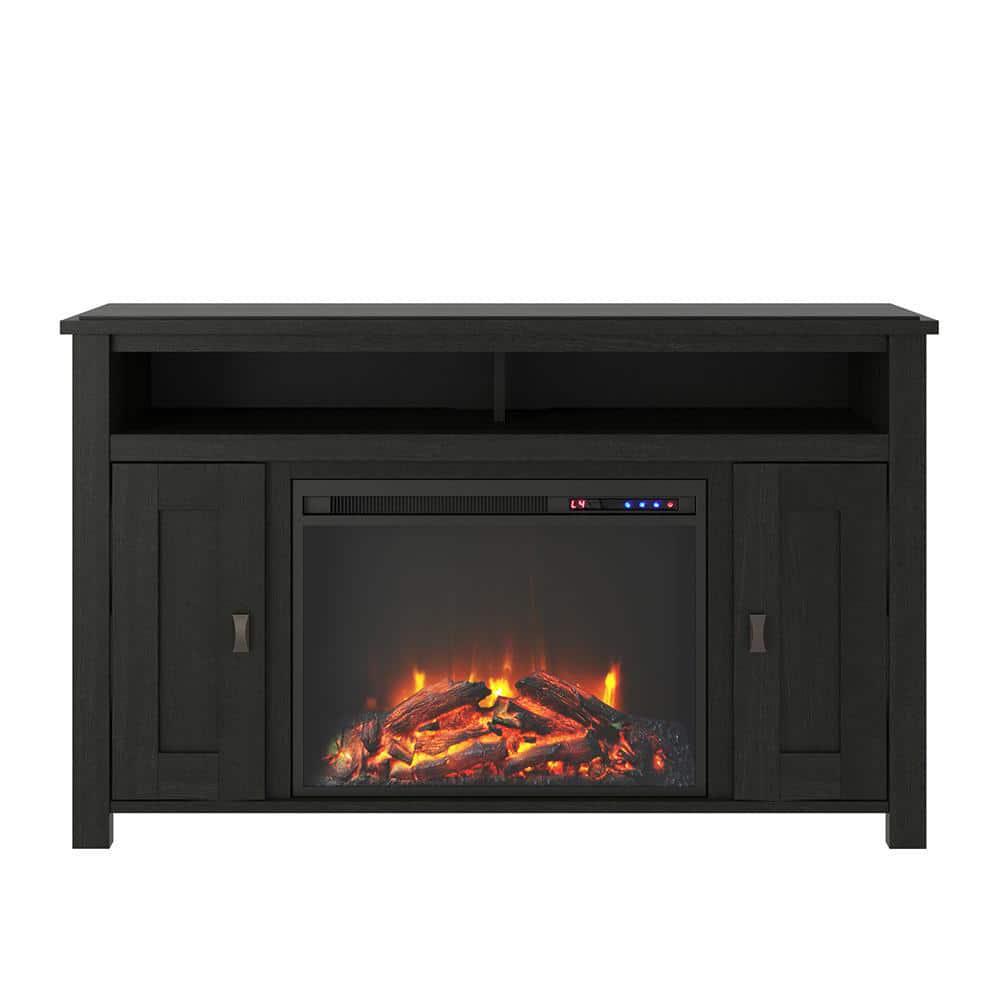 Ameriwood Home Brownwood 4769 In Electric Fireplace TV Stand in Black Oak