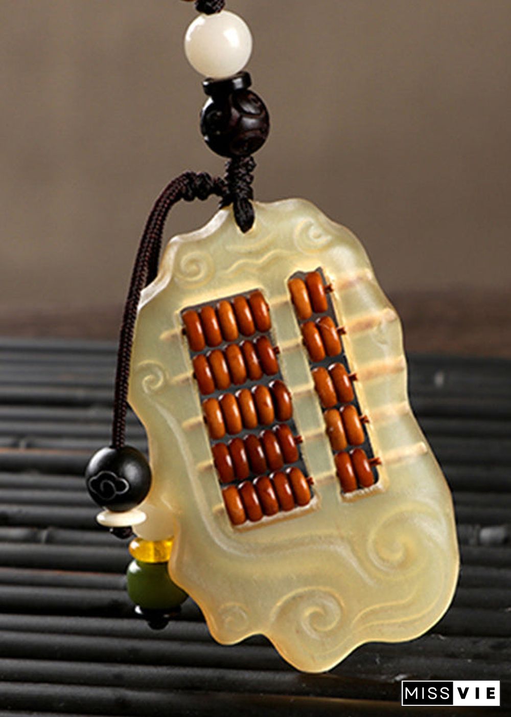 Unique Yellow Xiangyun Sandalwood Abacus Key Pendant