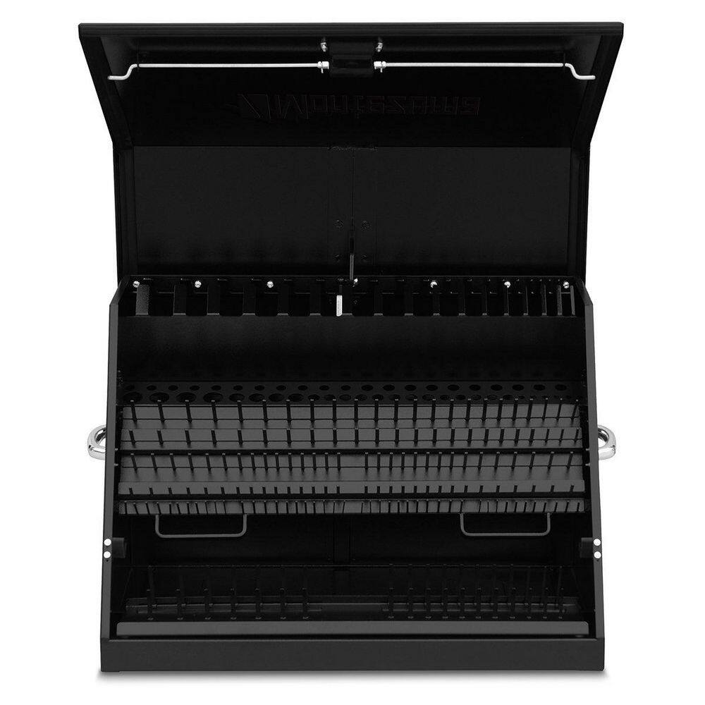 Montezuma 31 in. W x 20 in. D Portable Triangle Top Tool Chest for Sockets Wrenches and Screwdrivers in Black Powder Coat LA400B