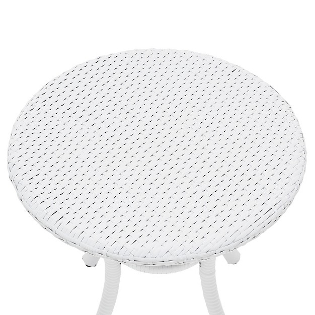 Crosley Palm Harbor Outdoor Wicker Round Side Table In White