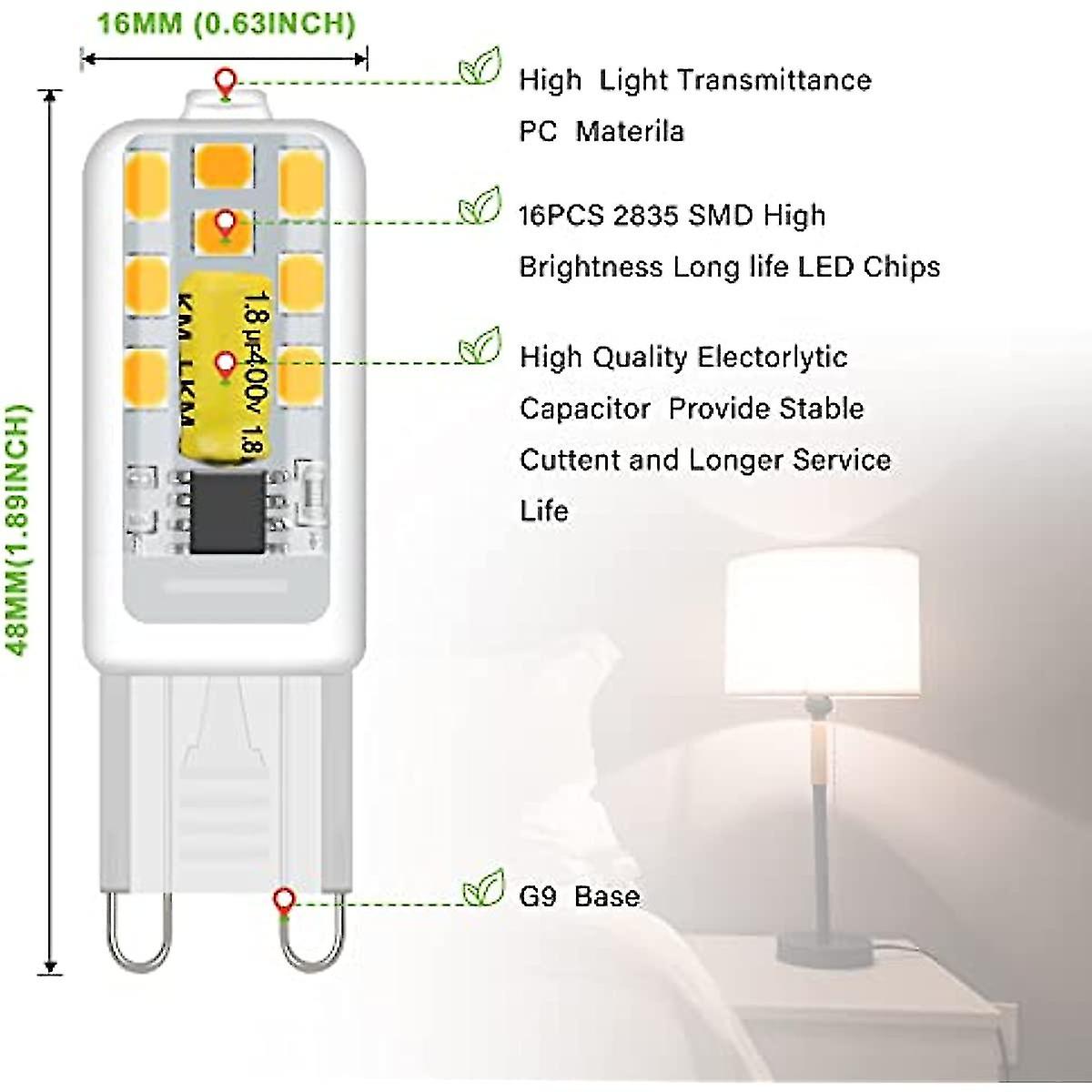 G9 Led Light Bulbs  3w  Cool White 6000k  300lm  No Flicker  Equivalent To 30w G9 Halogen Bulb  Non Dimmable  Energy Saving Bulb For Lighting Decor  C