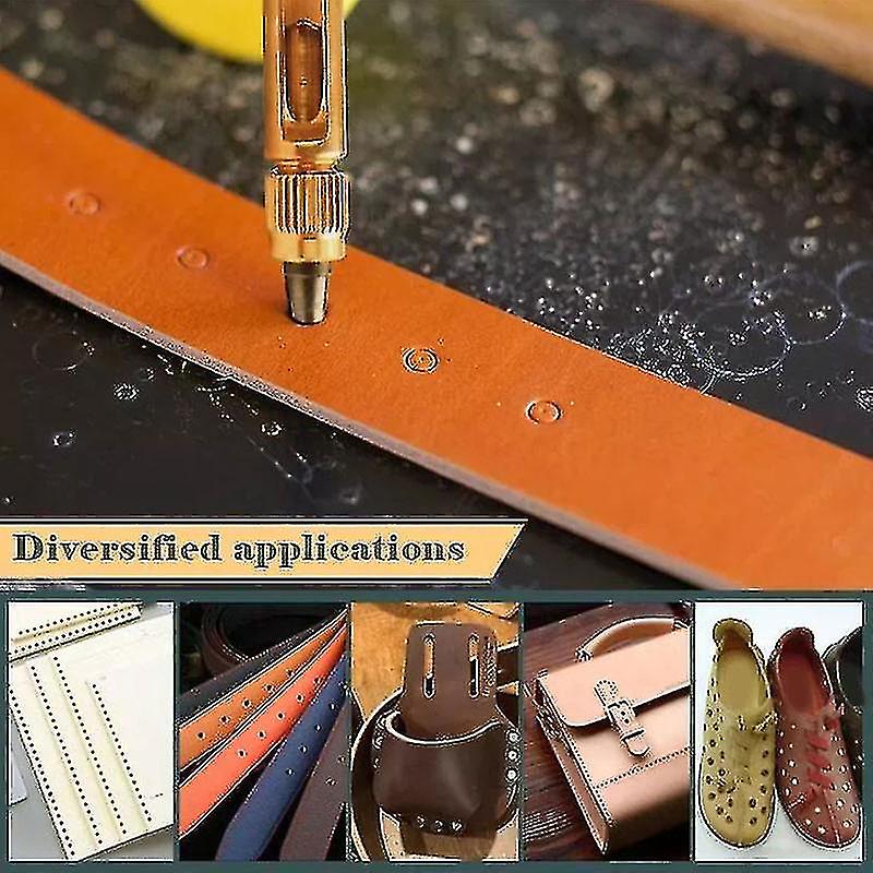 Diy Leather Punch Rotary Punch Screw Hole Punch Bookbinding Tool With 6 Tip Sizes And Wood Handle