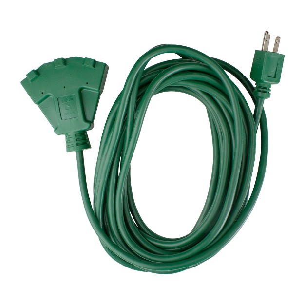 Northlight 25 x27 Green 3 prong Outdoor Extension Power Cord With Fan Style Connector