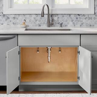 Hampton Bay Shaker 36 in. W x 24 in. D x 34.5 in. H Assembled Sink Base Kitchen Cabinet in Dove Gray KSB36-SDV