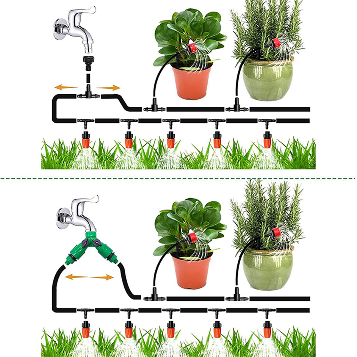 UMEXUS Garden Irrigation System， 130FT/40m Drip Irrigation Kit DIY Saving Water Automatic Irrigation Equipment Set for Garden Greenhouse， Flower Bed， Patio， Lawn