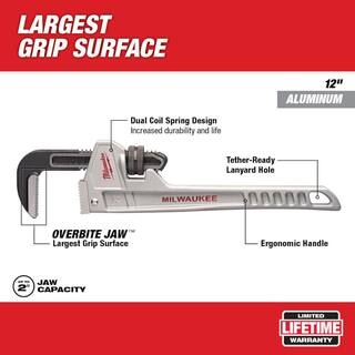 MW 14 in. and 12 in. Aluminum Pipe Wrench Set (2-Piece) 48-22-7214-48-22-7212