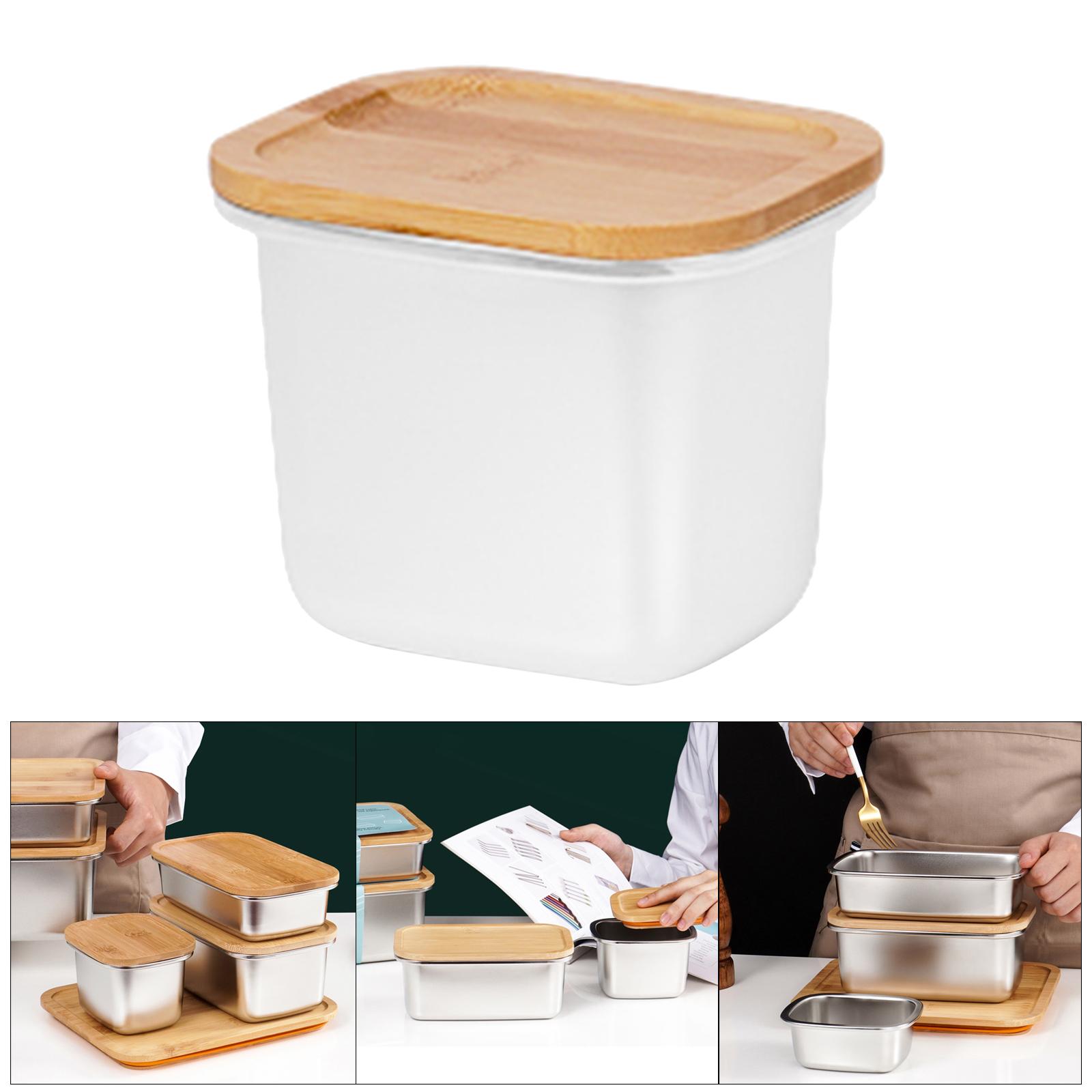 304 Stainless Box with Bamboo Lid Container Cheese Food Container 550ml