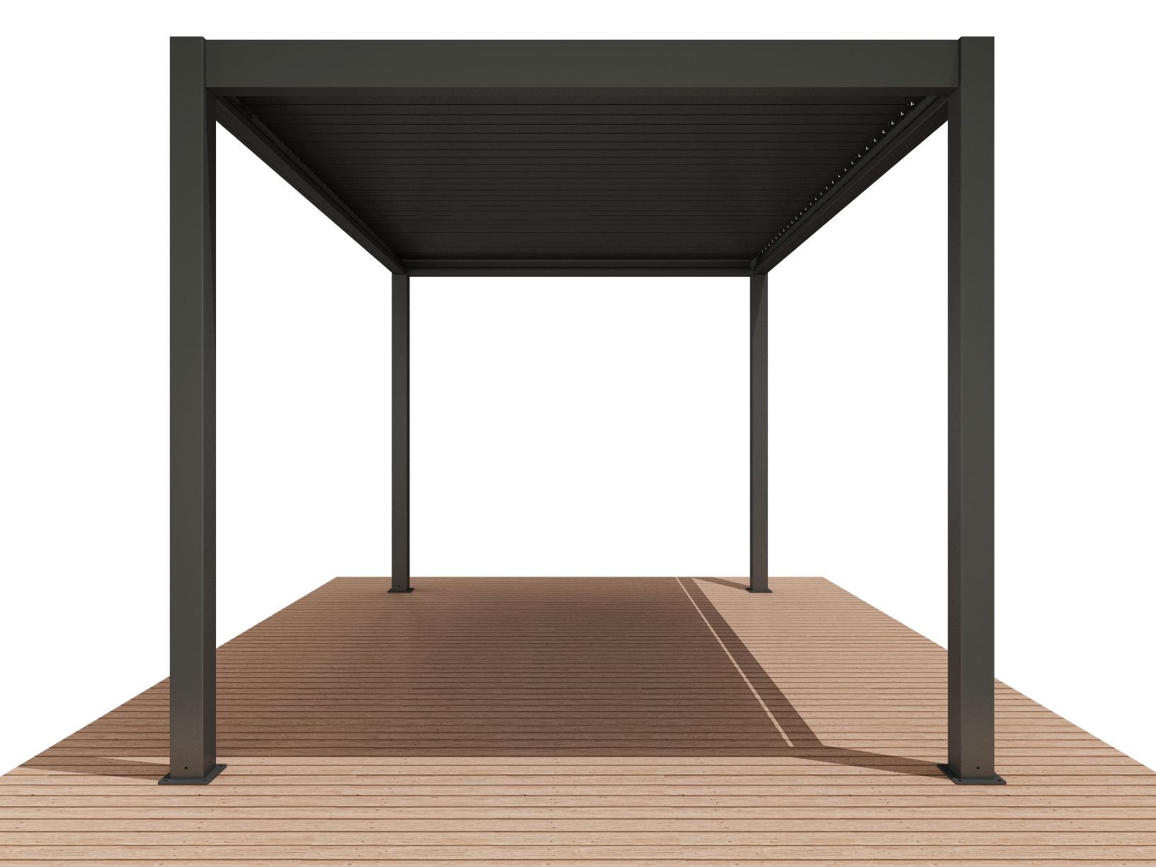 Freestanding Villa Pergola with Motorization and LED Lighting Included, 13' x 13', Dark Gray