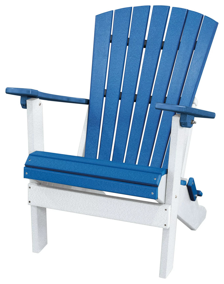 Traditional Adirondack Chair  Folding Design With Contoured Seat  Blue/White   Contemporary   Adirondack Chairs   by Decorn  Houzz