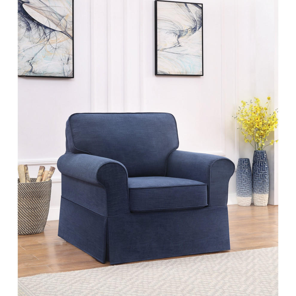 Comfortable Accent Chair  Extra Padded Seat With Rounded Arms and Slipcover   Transitional   Armchairs And Accent Chairs   by Declusia  Houzz