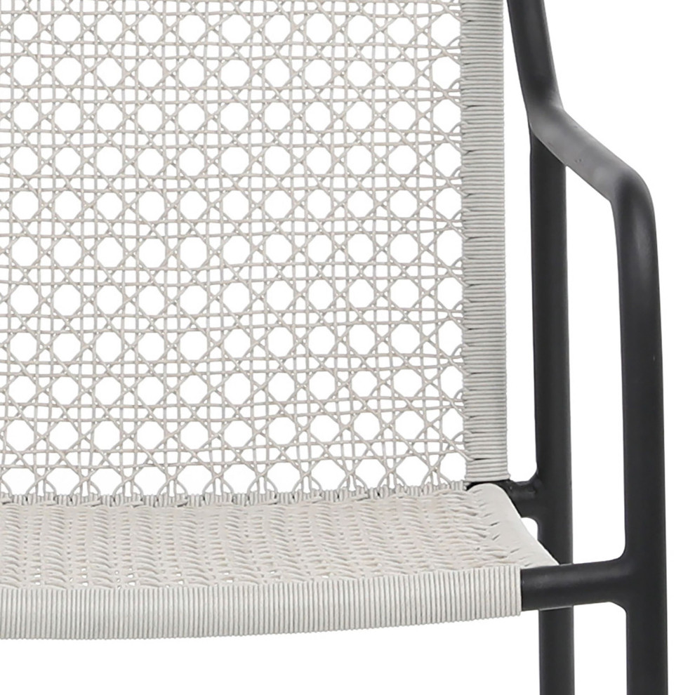 Augustina Indoor Outdoor Grey and Black Woven Rope and Iron Occasional Chair   Tropical   Outdoor Dining Chairs   by Karina Living  Houzz