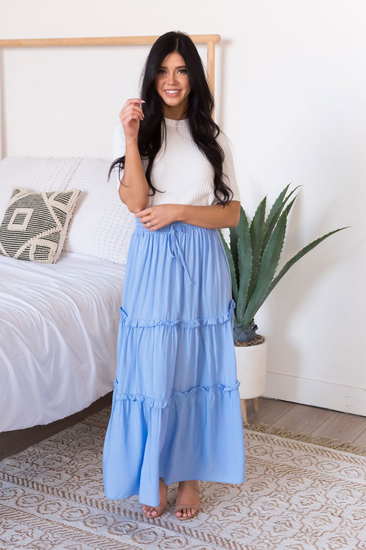 Farmers Market Modest Tiered Maxi Skirt