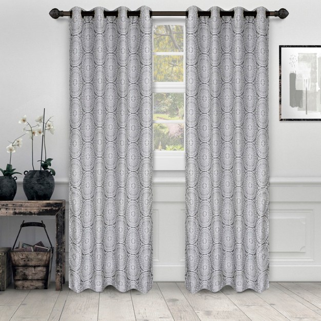 Floral Medallion Jacquard Grommet Curtain Panel Set By Blue Nile Mills