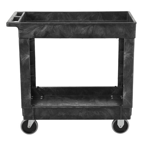 Rubbermaid FG9T6600BLA Heavy Duty Two Shelf Utility Cart， Black