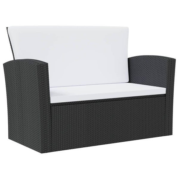 16 Piece Patio Lounge Set with Cushions Poly Rattan Black - Overstock - 35848104