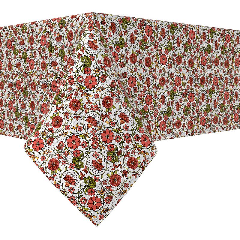 Rectangular Tablecloth， 100% Cotton， 52x104， Floral 28