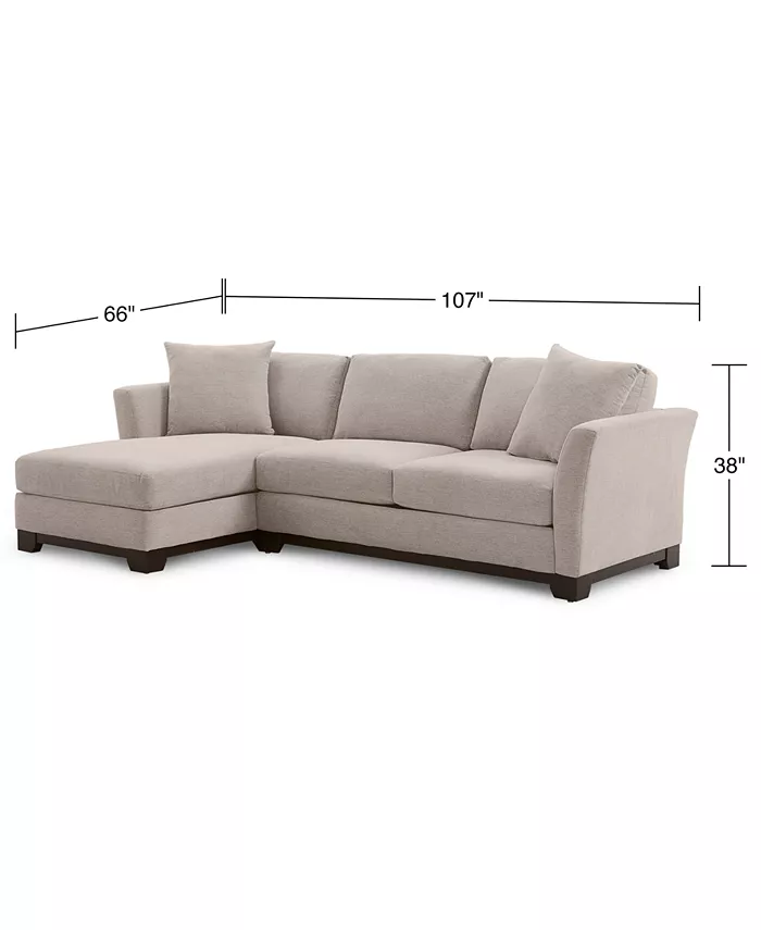 Furniture Elliot II 107 2-Pc. Fabric Chaise Sectional Apartment Sofa