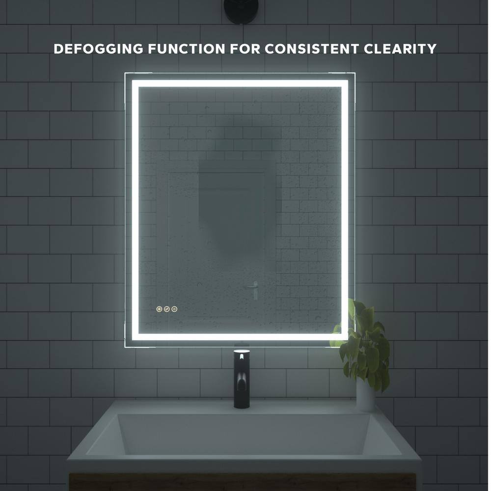 TaiMei 30 in. W x 36 in. H Frameless LED Single Bathroom Vanity Mirror in Polished Crystal MD04-3036SF1