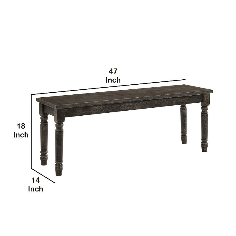 Transitional Style Rectangular Wooden Bench with Turned Legs， Bench