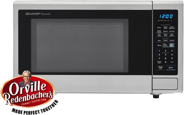 1.4 cu. ft. 1000W Sharp Stainless Steel Smart Carousel Countertop Microwave Oven (SMC1449FS)