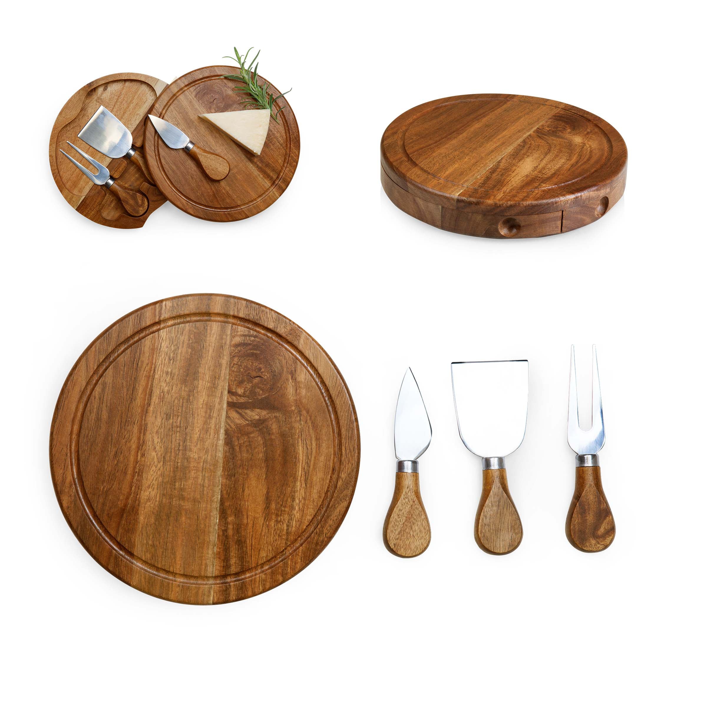 Toscana Acacia Brie Cheese Board and Tool Set