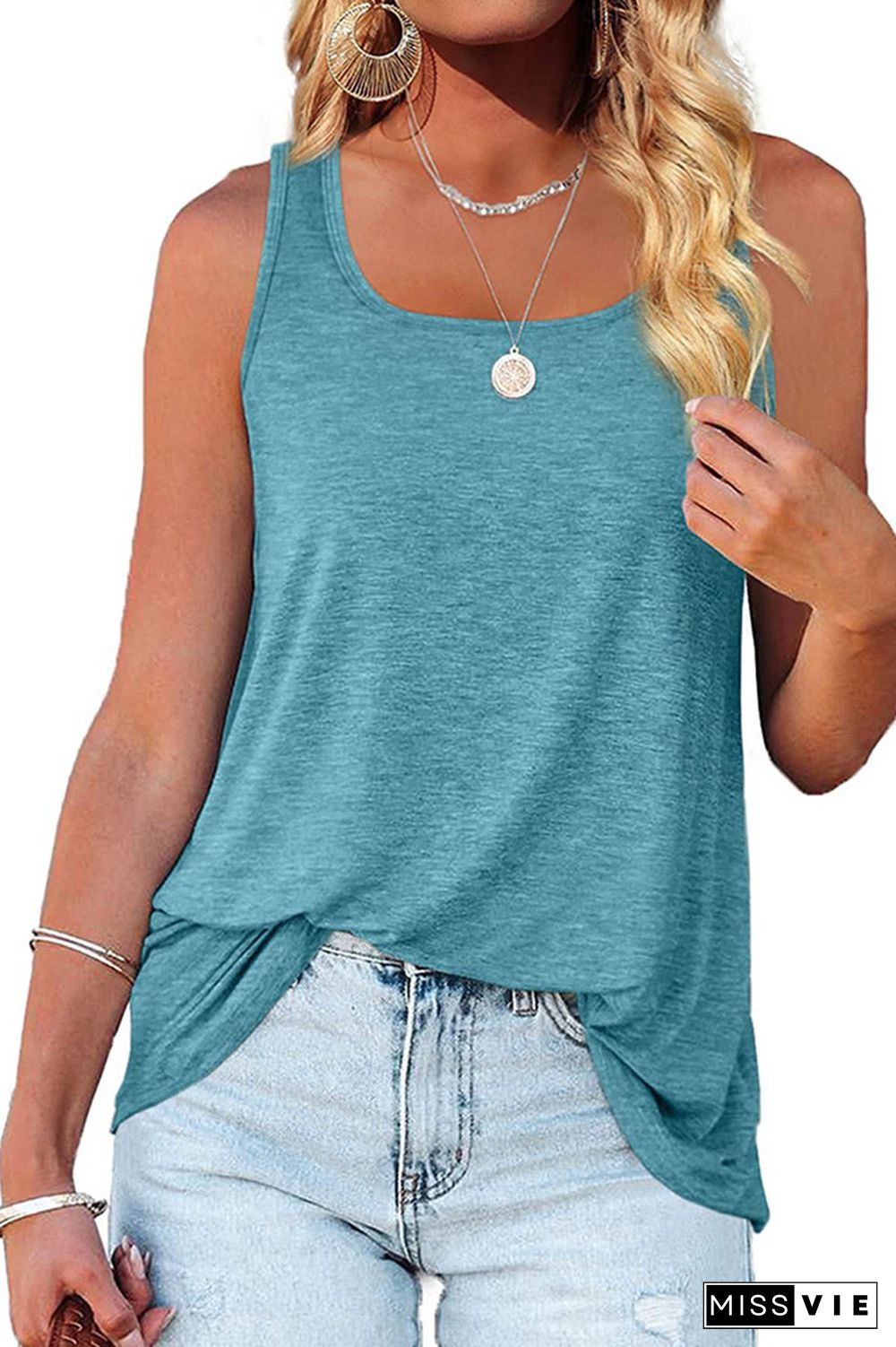 Plain Square Neck Jersey Tank Top