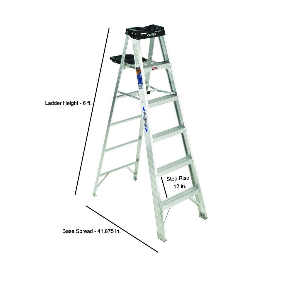 Werner 6 ft. Aluminum Step Ladder with 300 lbs. Load Capacity Type IA Duty Rating 376