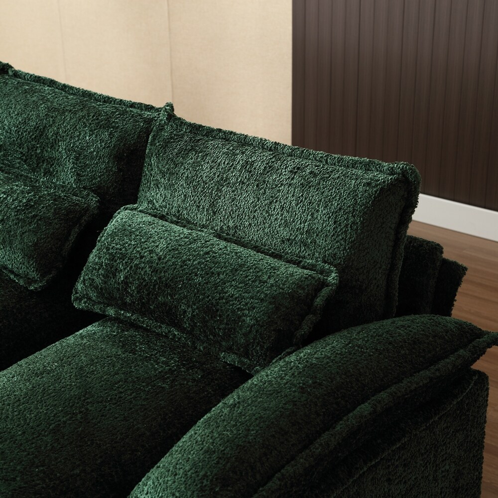 Emerald Modern Large U Shape Sectional Sofa with Throw Pillows and Cushions